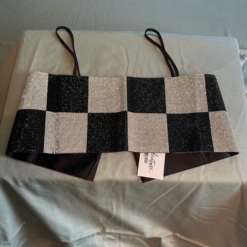 12th tribe shira black and silver checker top